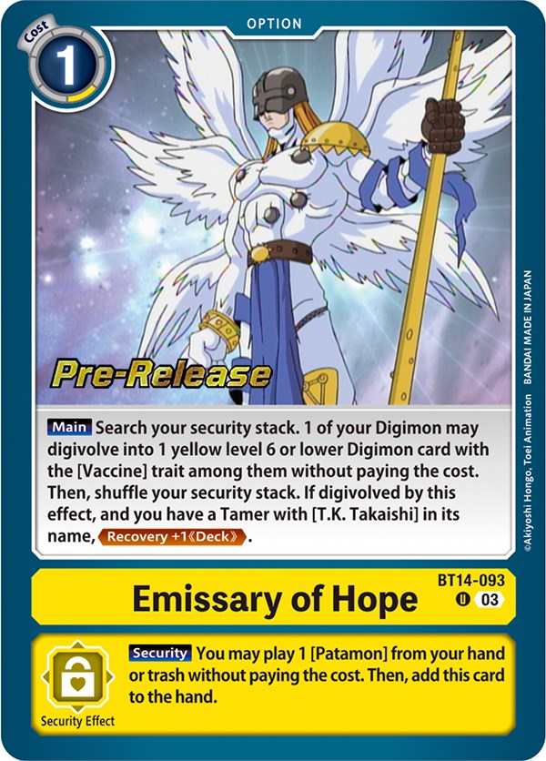 Emissary of Hope [BT14-093] [Blast Ace Pre-Release Cards] | Clutch Gaming