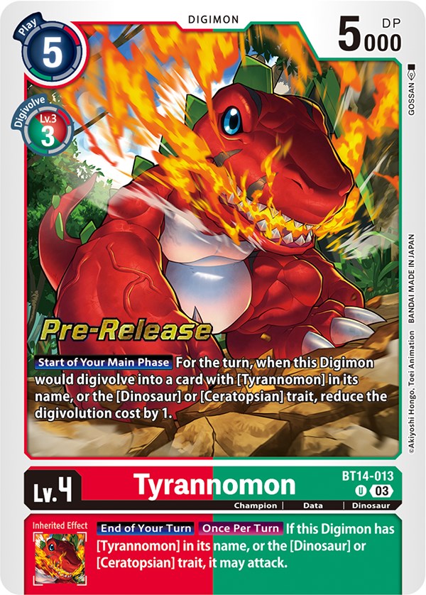 Tyrannomon [BT14-013] [Blast Ace Pre-Release Cards] | Clutch Gaming