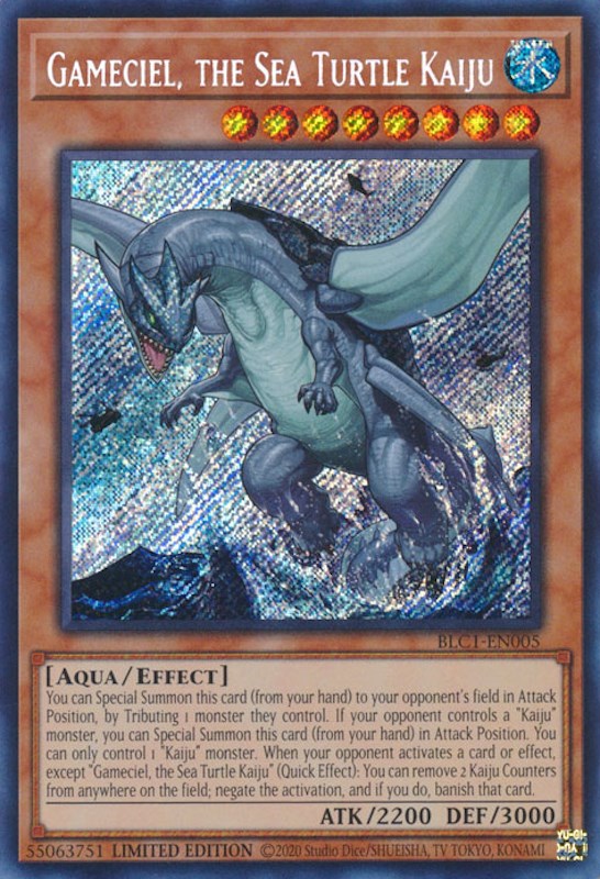 Gameciel, the Sea Turtle Kaiju [BLC1-EN005] Secret Rare | Clutch Gaming