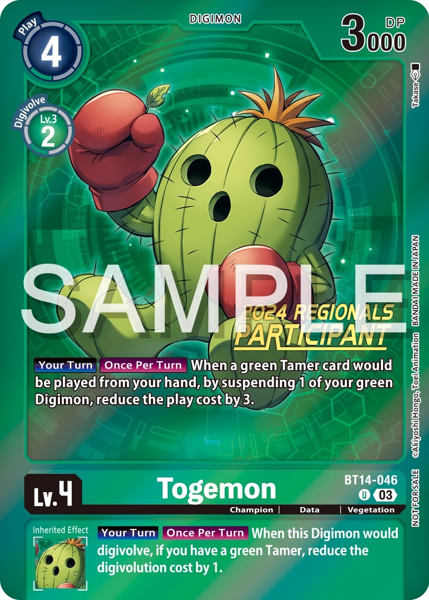 Togemon [BT14-046] (2024 Regionals Participant) [Blast Ace Promos] | Clutch Gaming