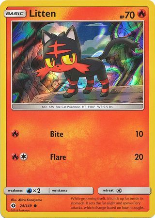 Litten (24/149) (Water Web Holo) [Sun & Moon: Base Set] | Clutch Gaming