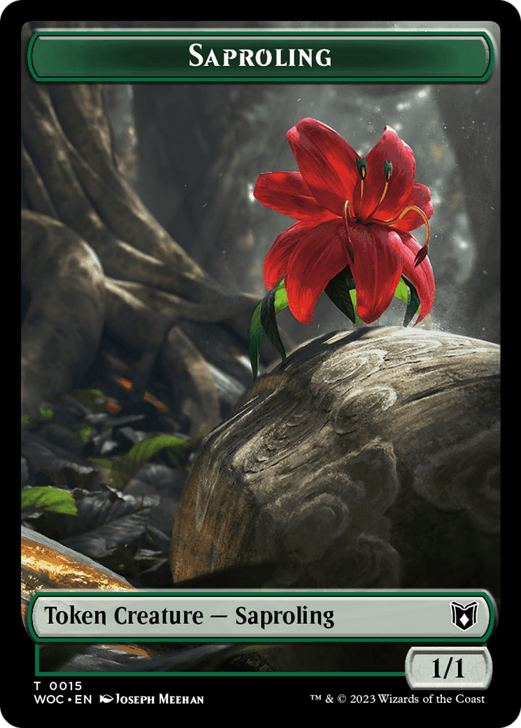 Faerie // Saproling Double-Sided Token [Wilds of Eldraine Commander Tokens] | Clutch Gaming