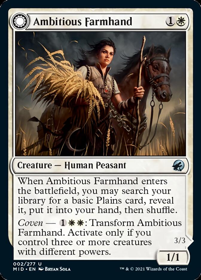 Ambitious Farmhand // Seasoned Cathar [Innistrad: Midnight Hunt] | Clutch Gaming