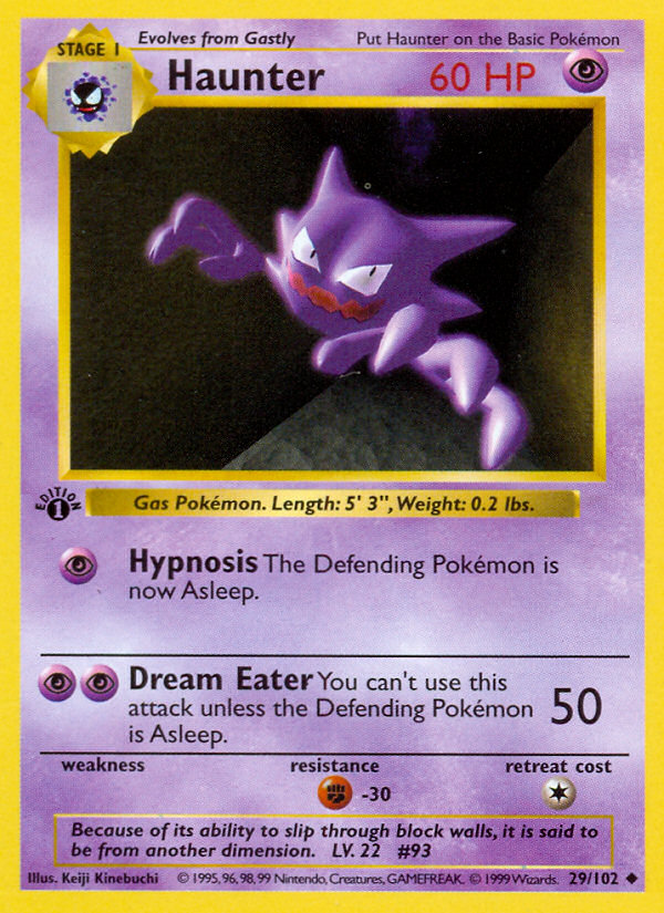 Haunter (29/102) (Shadowless) [Base Set 1st Edition] | Clutch Gaming