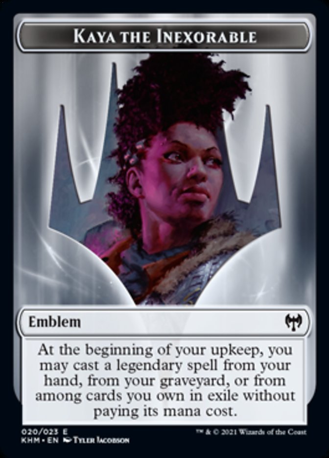 Kaya the Inexorable Emblem [Kaldheim Tokens] | Clutch Gaming