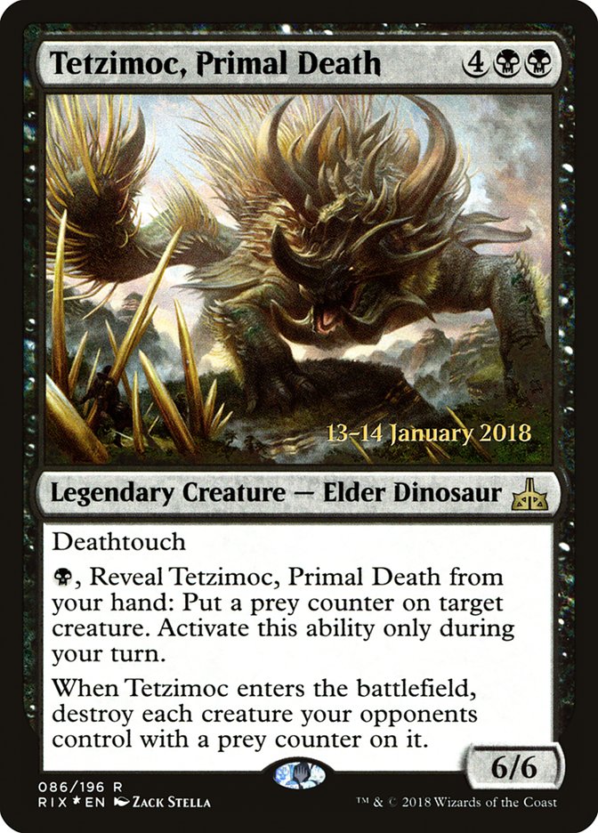 Tetzimoc, Primal Death [Rivals of Ixalan Prerelease Promos] | Clutch Gaming