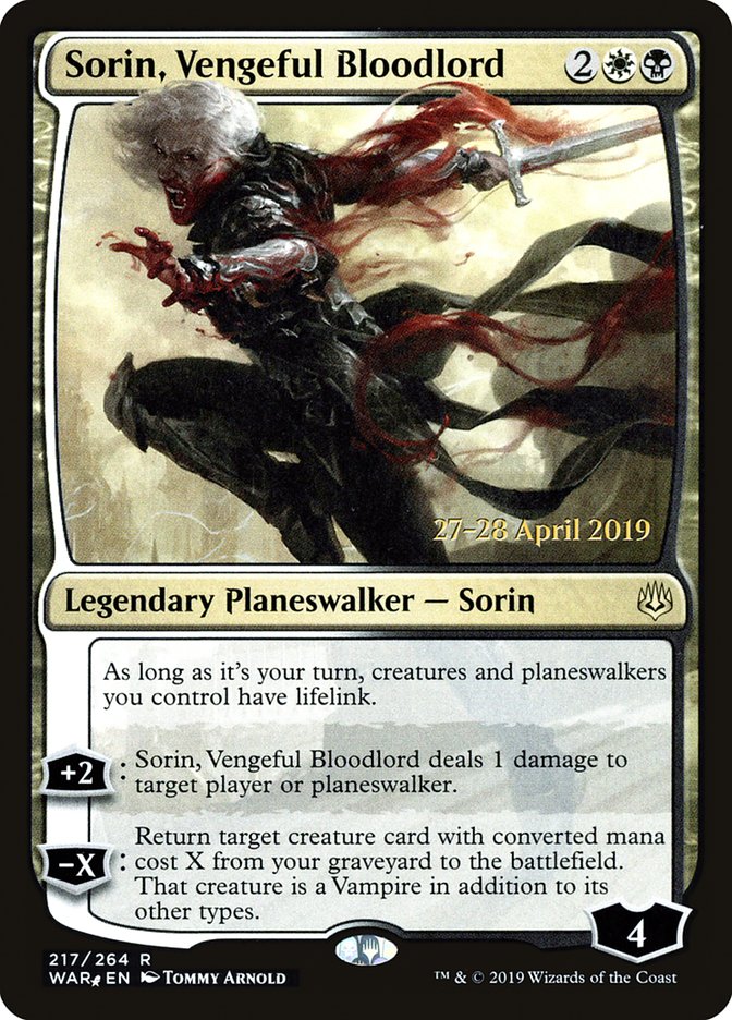 Sorin, Vengeful Bloodlord [War of the Spark Prerelease Promos] | Clutch Gaming