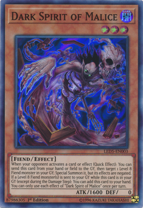 Dark Spirit of Malice [LED5-EN003] Super Rare | Clutch Gaming