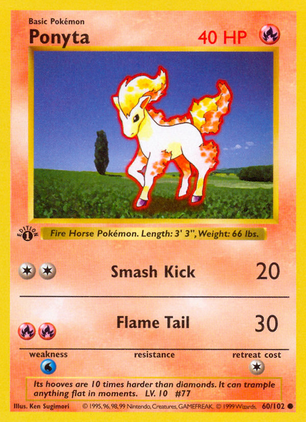 Ponyta (60/102) (Shadowless) [Base Set 1st Edition] | Clutch Gaming