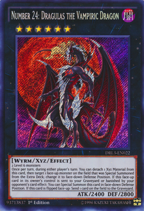 Number 24: Dragulas the Vampiric Dragon [DRL3-EN022] Secret Rare | Clutch Gaming