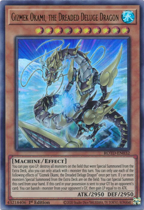 Gizmek Okami, the Dreaded Deluge Dragon [ROTD-EN032] Ultra Rare | Clutch Gaming