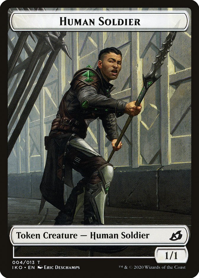 Dinosaur Beast // Human Soldier (004) Double-Sided Token [Ikoria: Lair of Behemoths Tokens] | Clutch Gaming