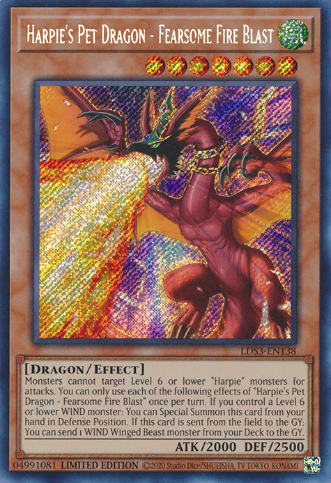 Harpie's Pet Dragon - Fearsome Fire Blast [LDS3-EN138] Secret Rare | Clutch Gaming