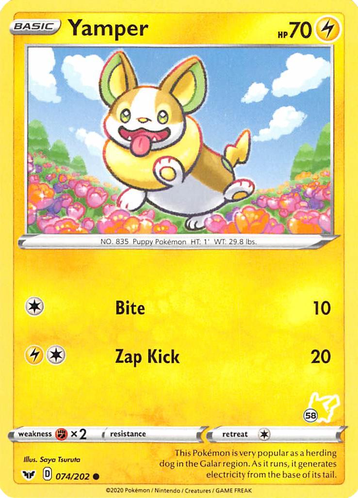 Yamper (074/202) (Pikachu Stamp #58) [Battle Academy 2022] | Clutch Gaming