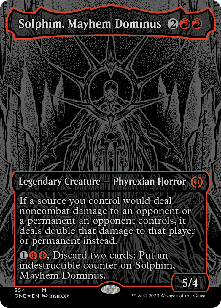 Solphim, Mayhem Dominus (Oil Slick Raised Foil) [Phyrexia: All Will Be One] | Clutch Gaming