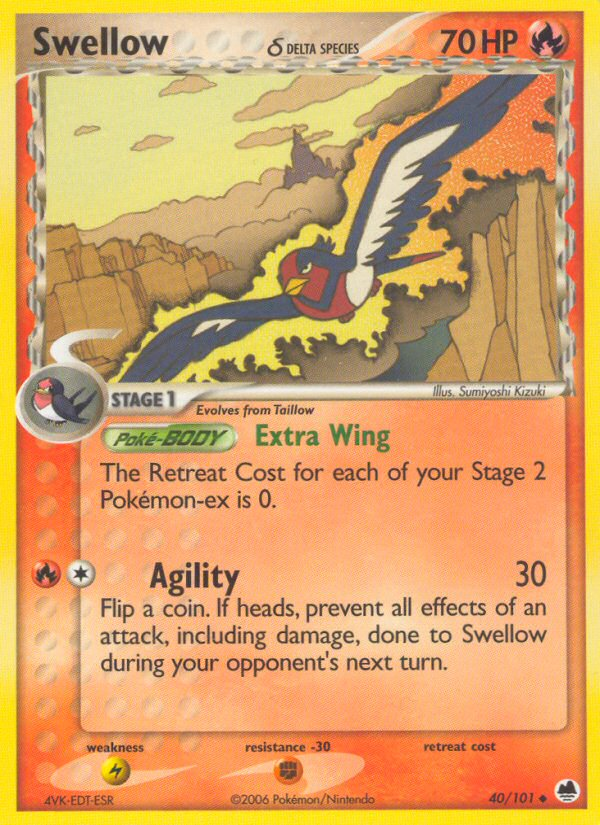 Swellow (40/101) (Delta Species) [EX: Dragon Frontiers] | Clutch Gaming