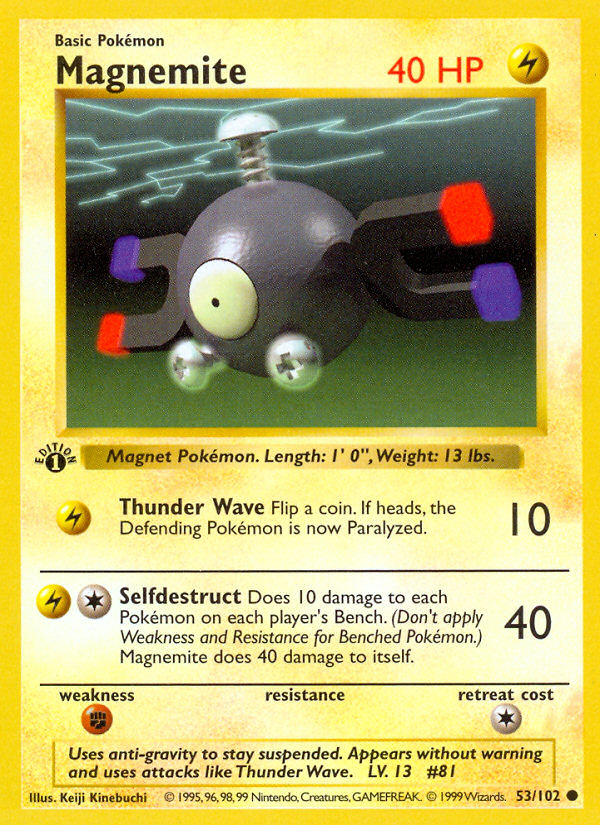 Magnemite (53/102) (Shadowless) [Base Set 1st Edition] | Clutch Gaming