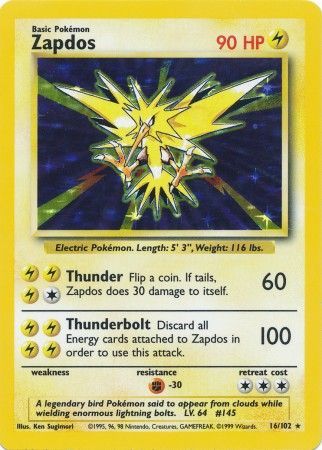 Zapdos (16/102) [Base Set Unlimited] | Clutch Gaming