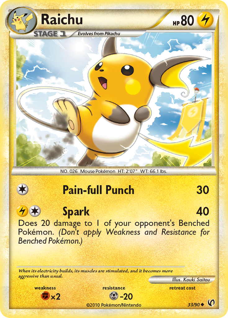 Raichu (33/90) [HeartGold & SoulSilver: Undaunted] | Clutch Gaming