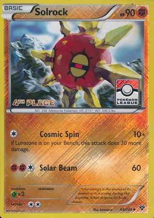 Solrock (64/146) (4th Place League Challenge Promo) [XY: Base Set] | Clutch Gaming