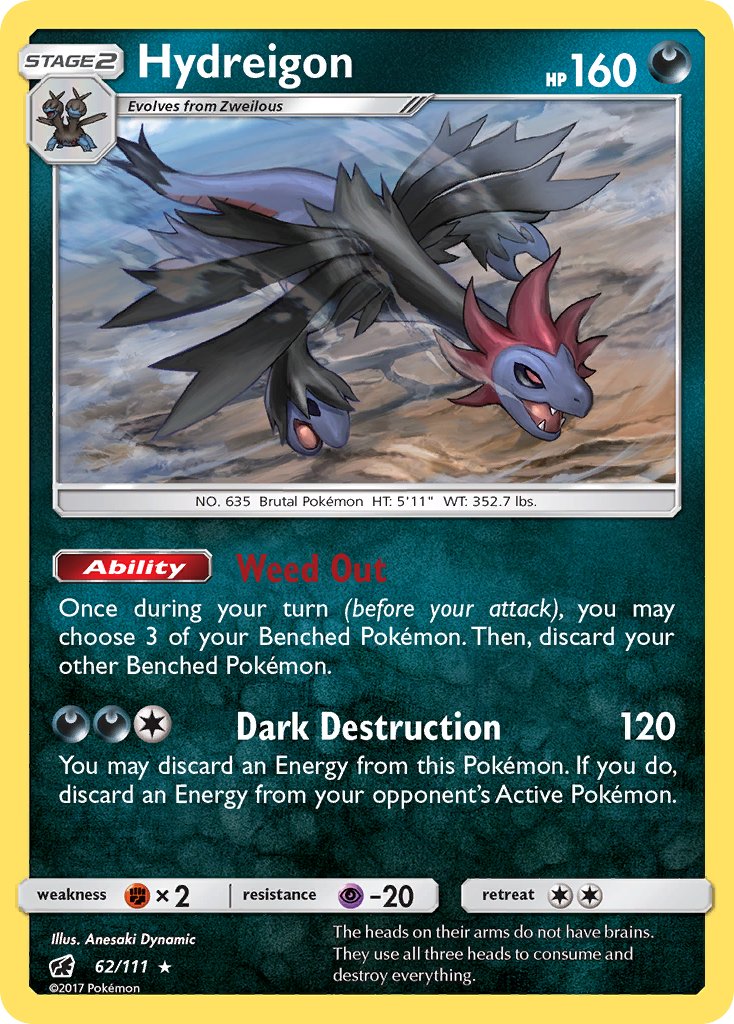 Hydreigon (62/111) (Cracked Ice Holo) (Theme Deck Exclusive) [Sun & Moon: Crimson Invasion] | Clutch Gaming