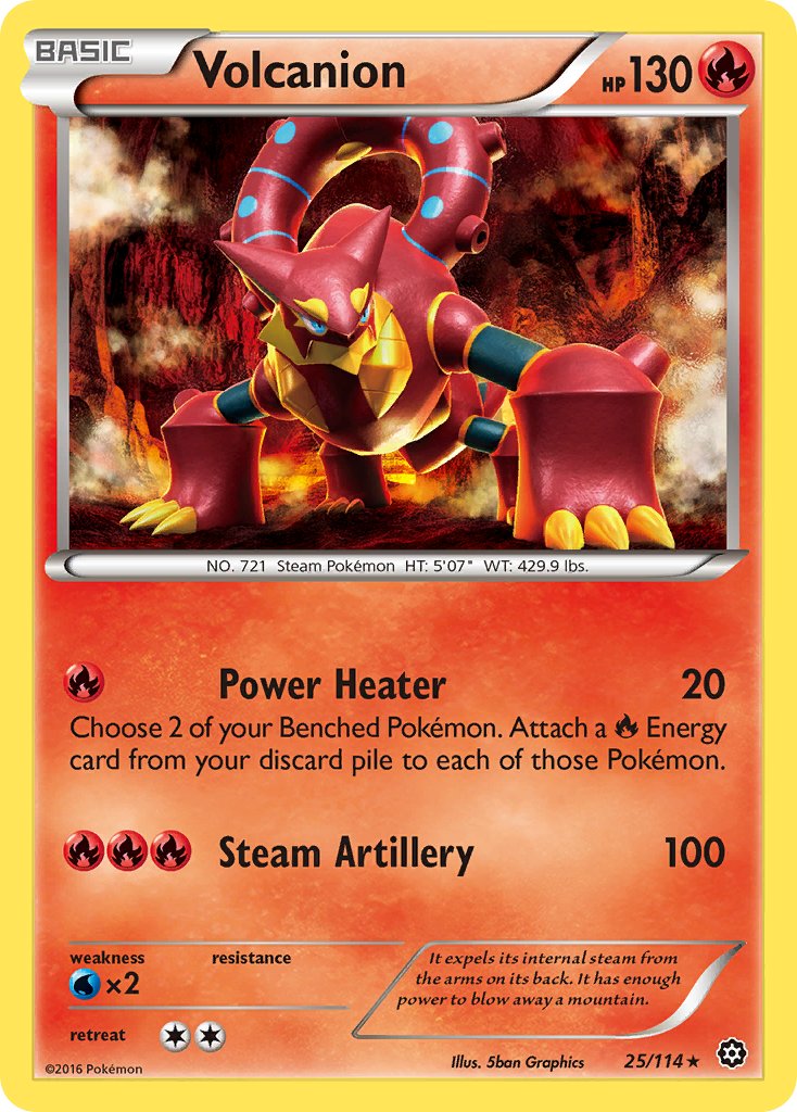 Volcanion (25/114) (Cracked Ice Holo) (Theme Deck Exclusive) [XY: Steam Siege] | Clutch Gaming