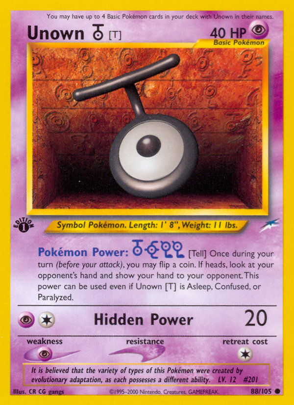 Unown [T] (88/105) [Neo Destiny 1st Edition] | Clutch Gaming