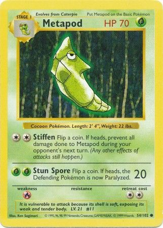 Metapod (54/102) [Base Set Shadowless Unlimited] | Clutch Gaming