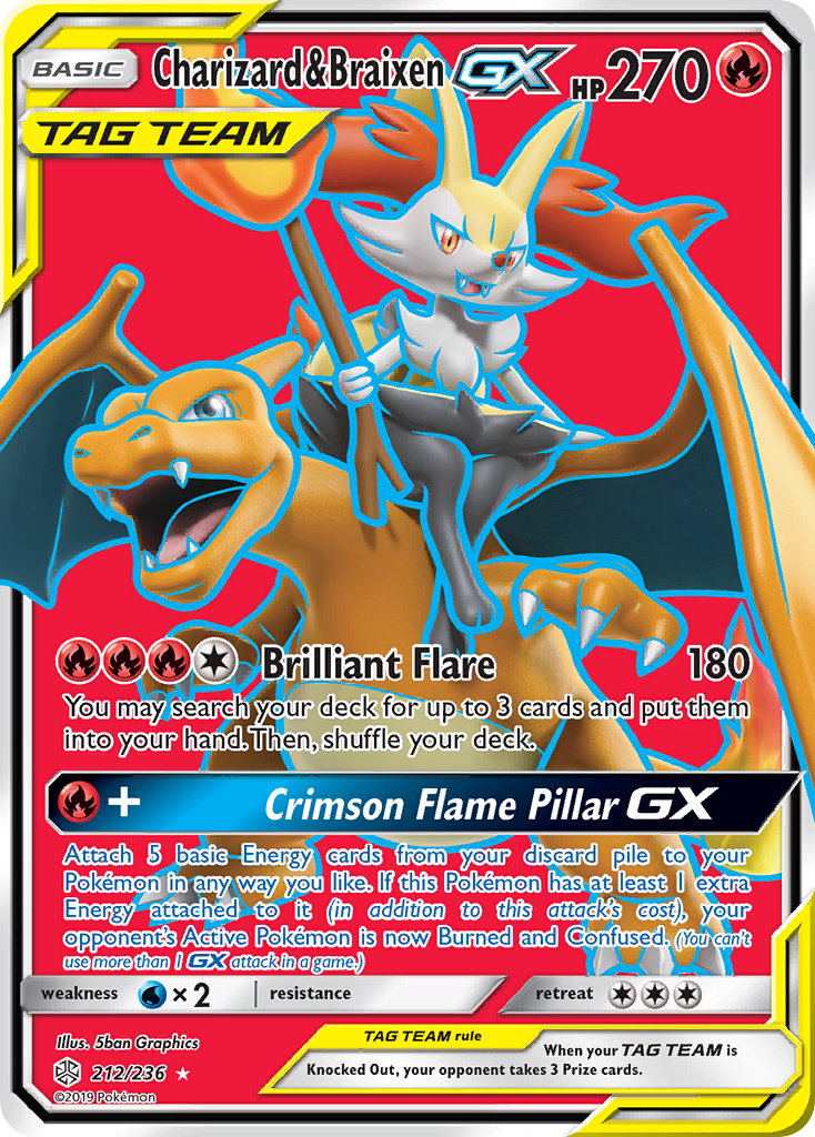 Charizard & Braixen GX (212/236) [Sun & Moon: Cosmic Eclipse] | Clutch Gaming