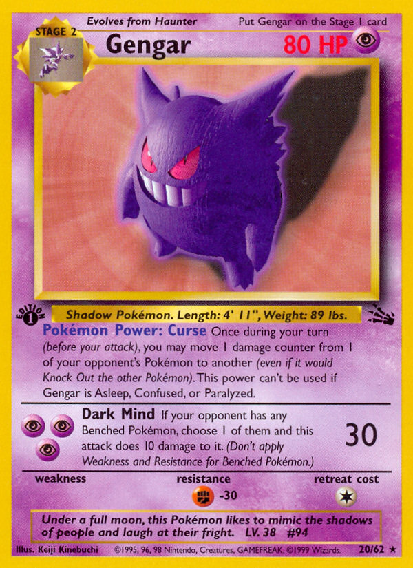 Gengar (20/62) [Fossil 1st Edition] | Clutch Gaming