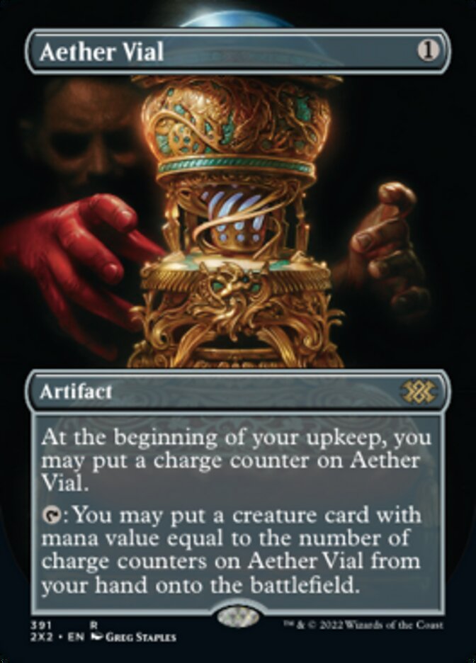 Aether Vial (Borderless Alternate Art) [Double Masters 2022] | Clutch Gaming