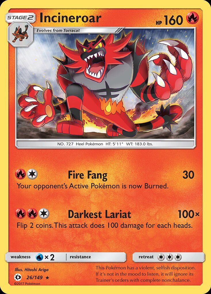 Incineroar (26/149) (Theme Deck Exclusive) [Sun & Moon: Base Set] | Clutch Gaming