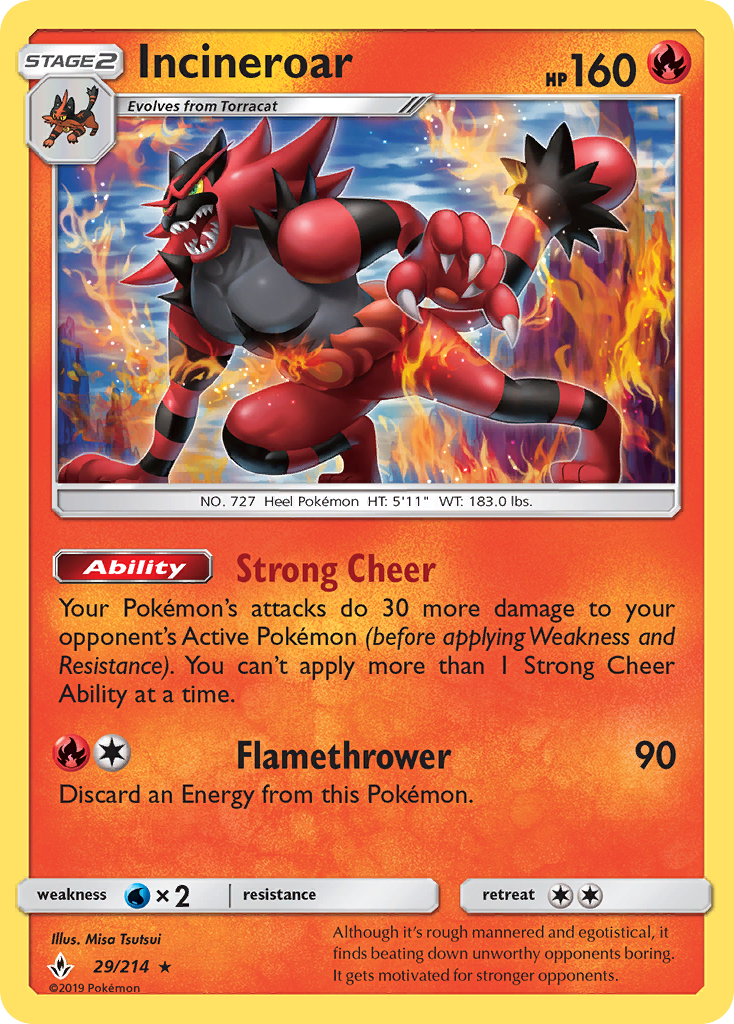 Incineroar (29/214) [Sun & Moon: Unbroken Bonds] | Clutch Gaming