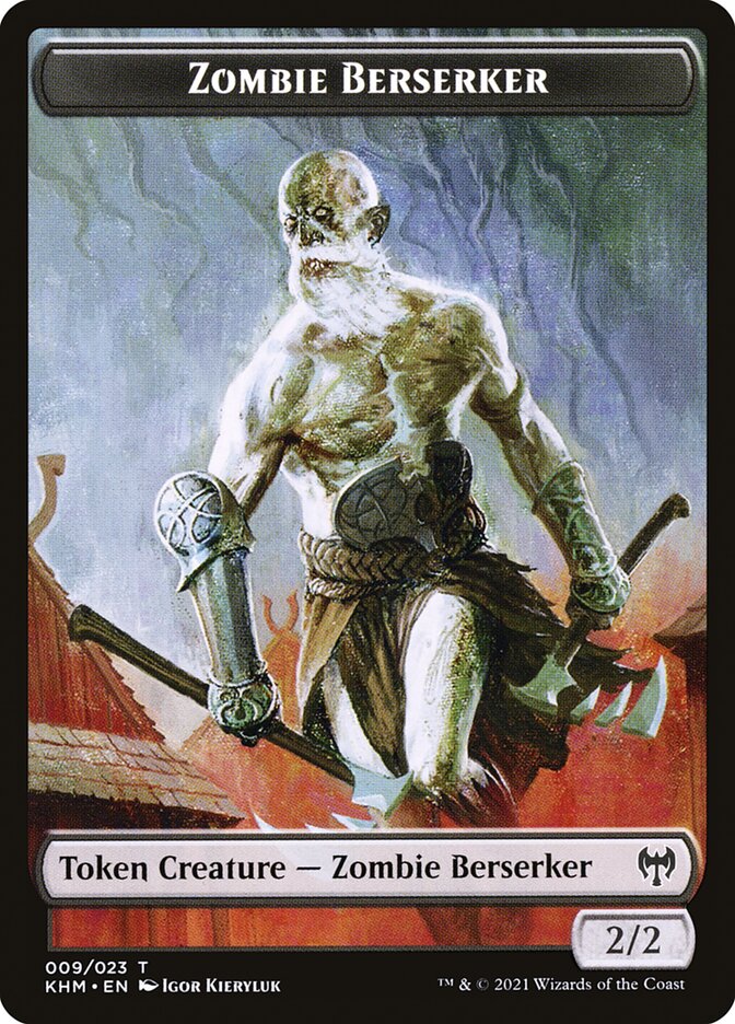 Human Warrior // Zombie Berserker Double-Sided Token [Kaldheim Tokens] | Clutch Gaming