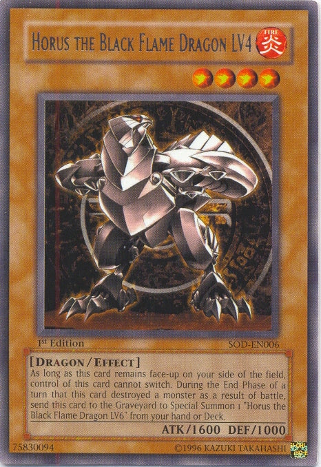 Horus The Black Flame Dragon LV4 [SOD-EN006] Rare | Clutch Gaming