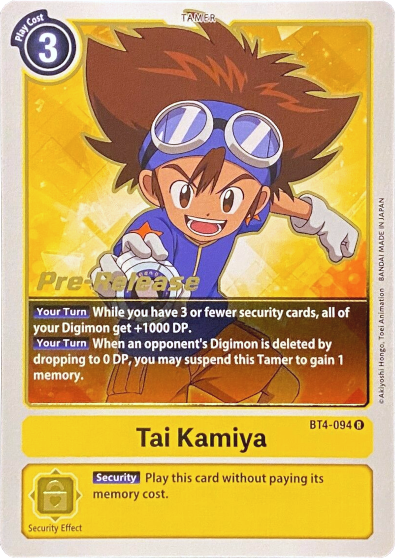 Tai Kamiya [BT4-094] [Great Legend Pre-Release Promos] | Clutch Gaming