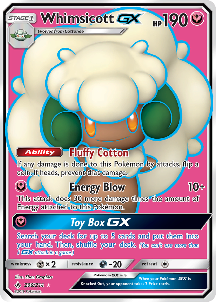 Whimsicott GX (206/214) [Sun & Moon: Unbroken Bonds] | Clutch Gaming