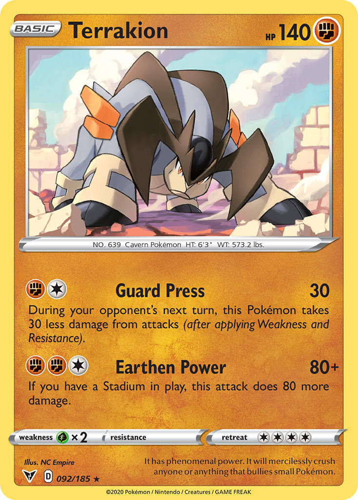 Terrakion (092/185) [Sword & Shield: Vivid Voltage] | Clutch Gaming