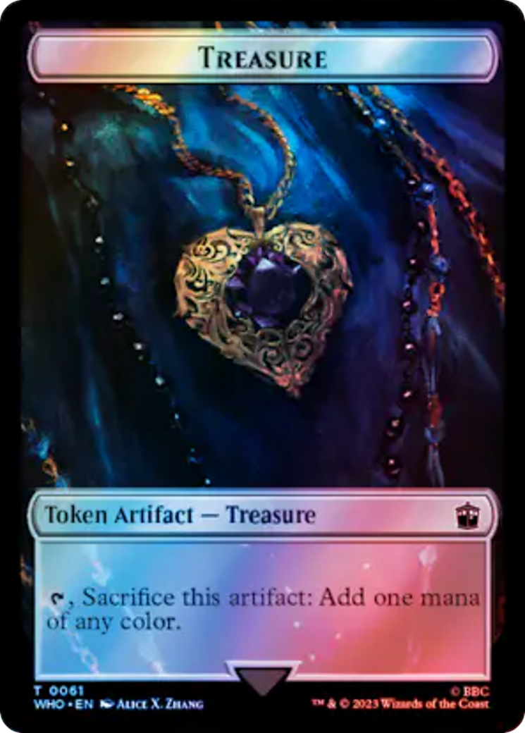 Warrior // Treasure (0061) Double-Sided Token (Surge Foil) [Doctor Who Tokens] | Clutch Gaming