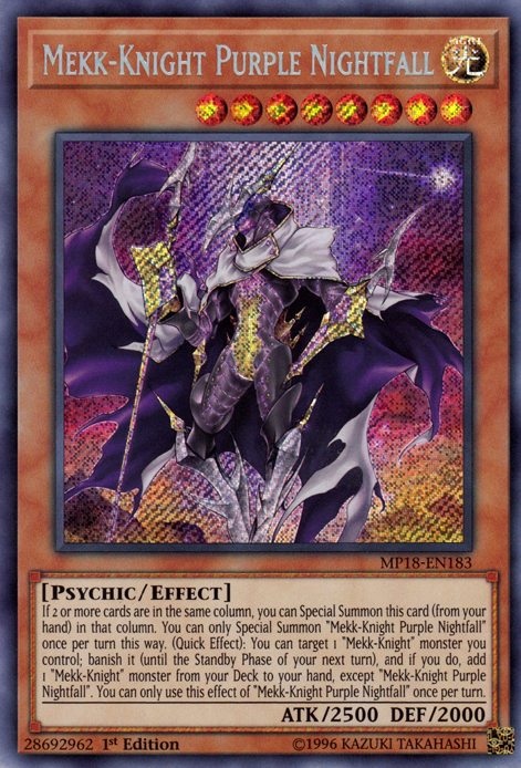 Mekk-Knight Purple Nightfall [MP18-EN183] Secret Rare | Clutch Gaming