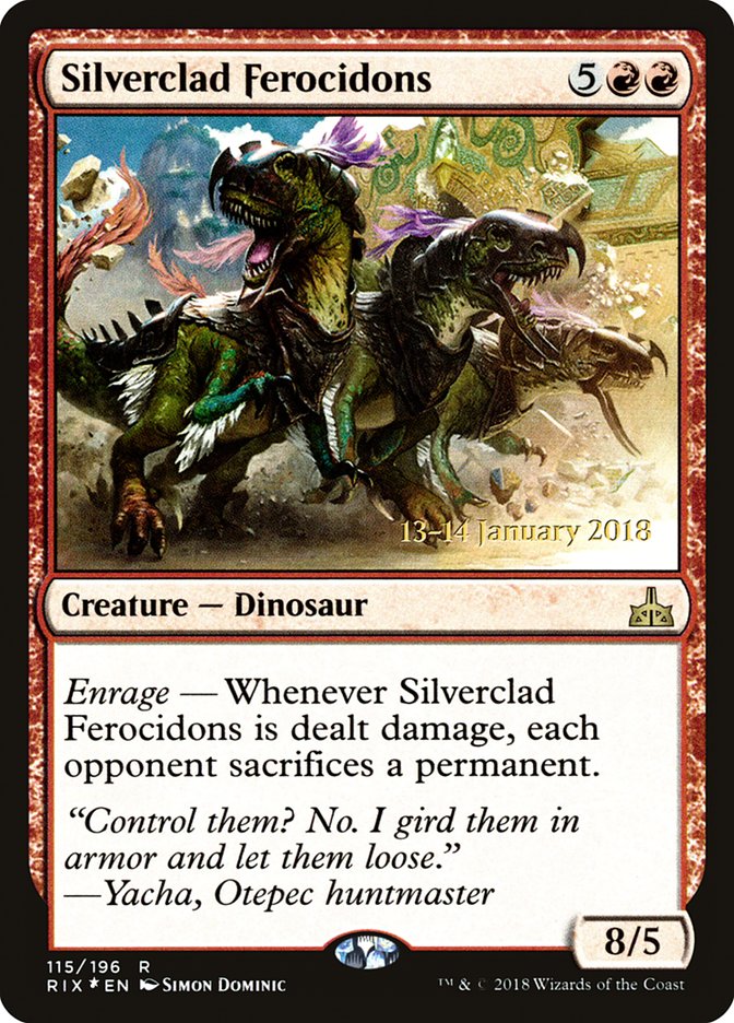 Silverclad Ferocidons [Rivals of Ixalan Prerelease Promos] | Clutch Gaming