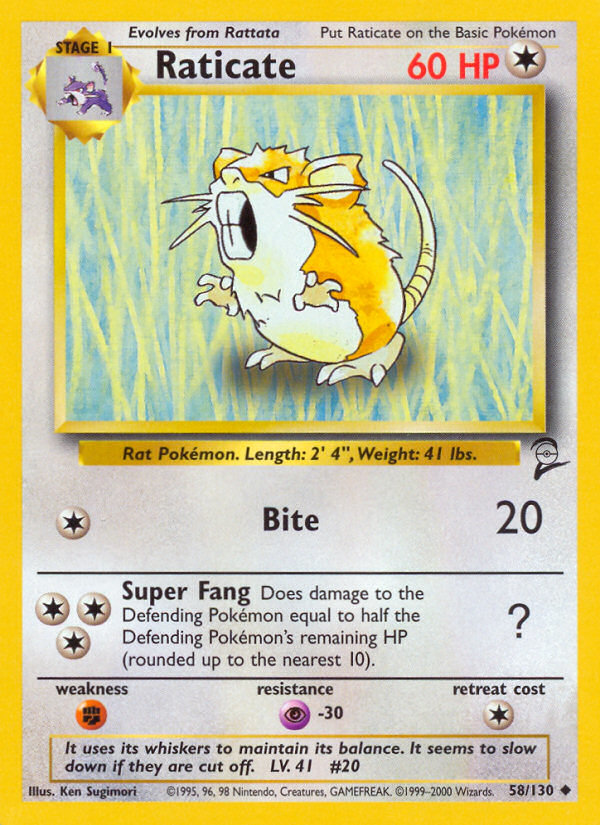 Raticate (58/130) [Base Set 2] | Clutch Gaming