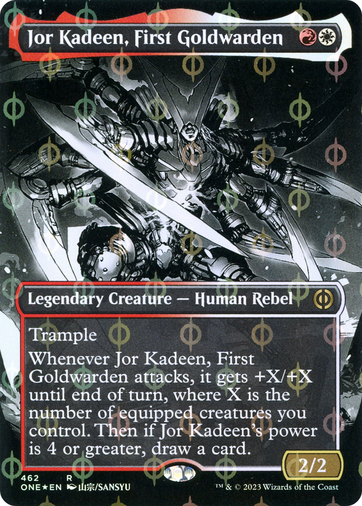 Jor Kadeen, First Goldwarden (Borderless Manga Step-and-Compleat Foil) [Phyrexia: All Will Be One] | Clutch Gaming