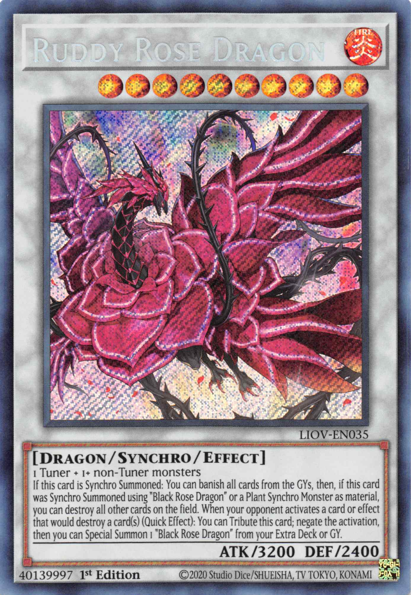 Ruddy Rose Dragon [LIOV-EN035] Secret Rare | Clutch Gaming