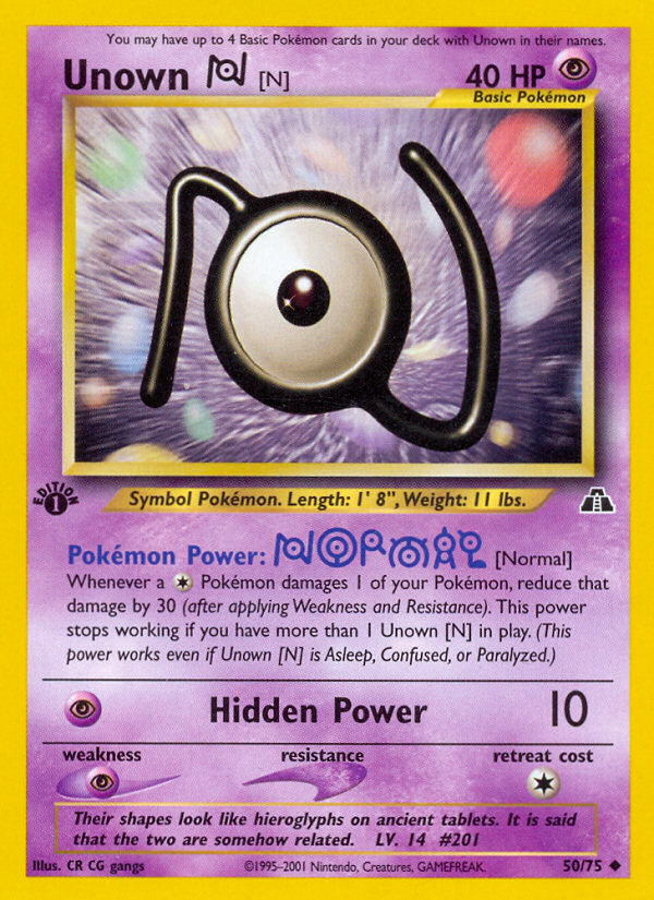 Unown [N] (50/75) [Neo Discovery 1st Edition] | Clutch Gaming