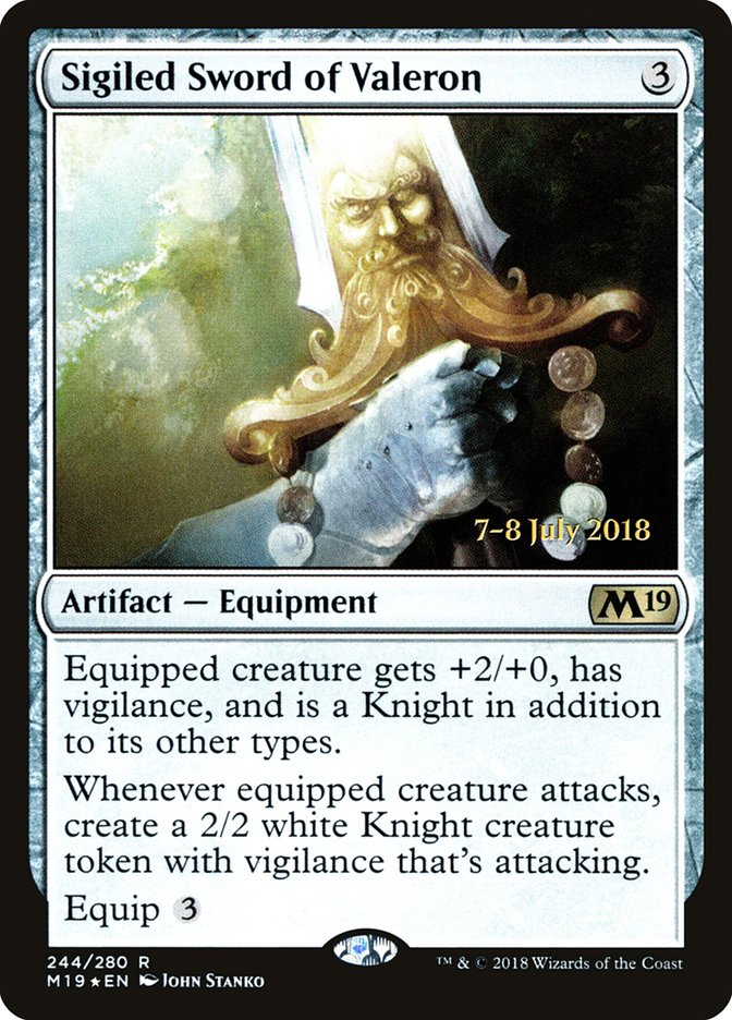 Sigiled Sword of Valeron [Core Set 2019 Prerelease Promos] | Clutch Gaming