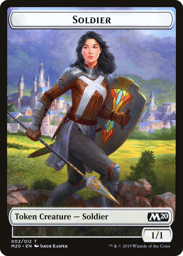 Soldier // Dinosaur Double-Sided Token [Game Night 2019 Tokens] | Clutch Gaming