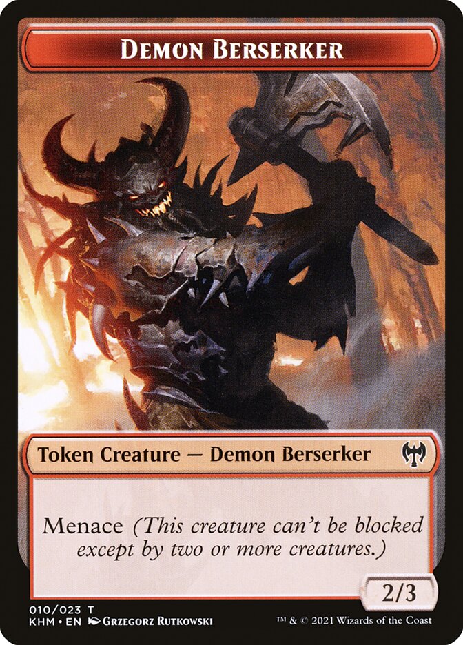 Elf Warrior // Demon Berserker Double-Sided Token [Kaldheim Tokens] | Clutch Gaming