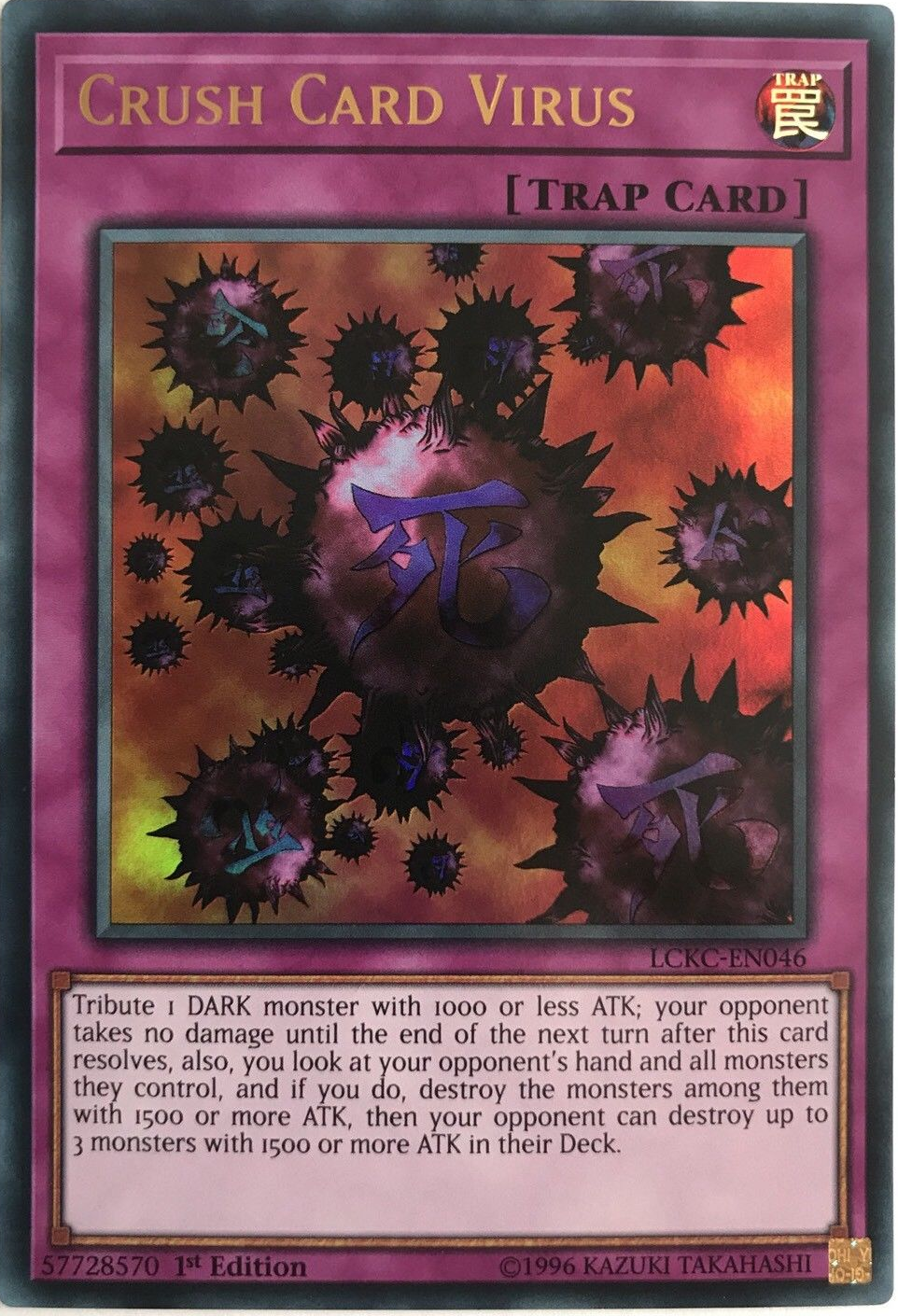 Crush Card Virus (Version 1) [LCKC-EN046] Ultra Rare | Clutch Gaming