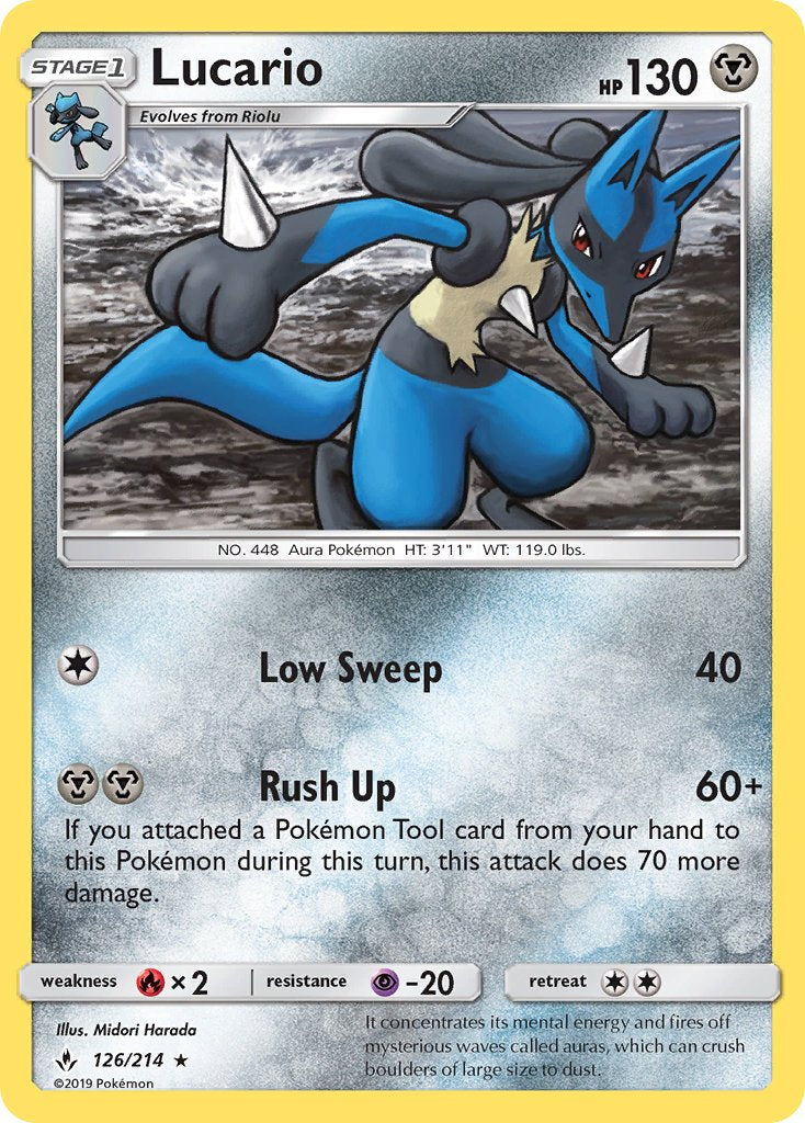 Lucario (126/214) (Theme Deck Exclusive) [Sun & Moon: Unbroken Bonds] | Clutch Gaming